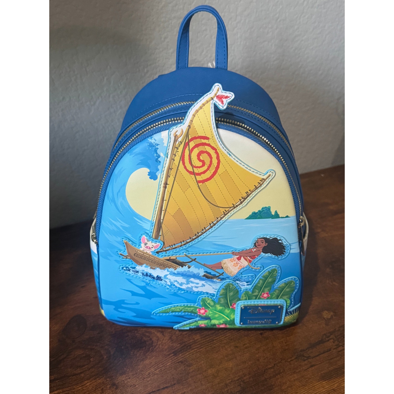 Loungefly Disney Moana Pua Canoe Boat Mini Backpack Bag NWT Blue Ocean