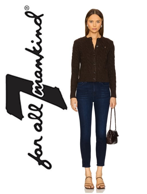 7 For All Mankind Crop Roxanne Dark Wash Jeans Size 27