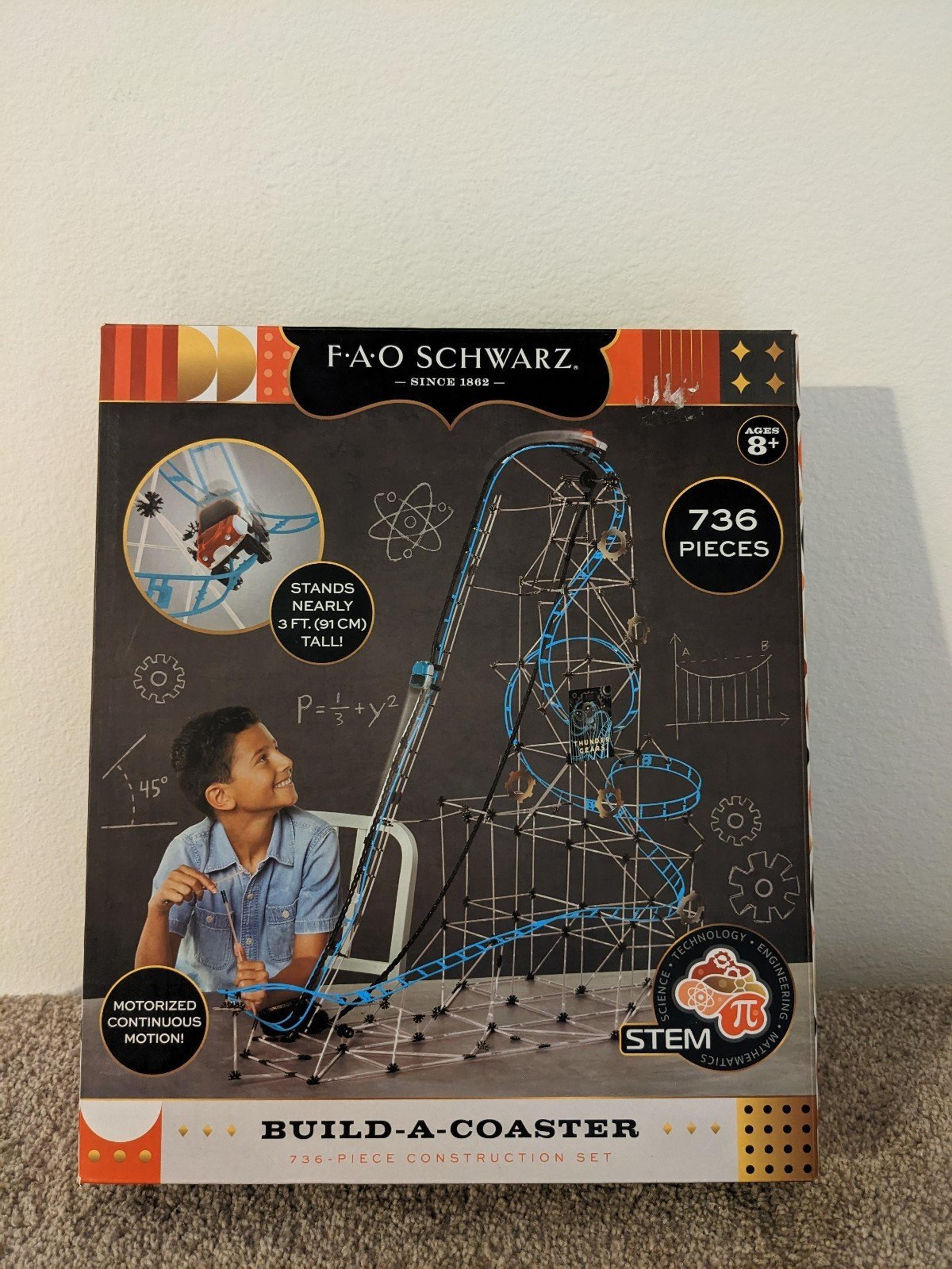 FAO Schwarz Roller Coaster Build Set - 736pc STEM NEW Open Box