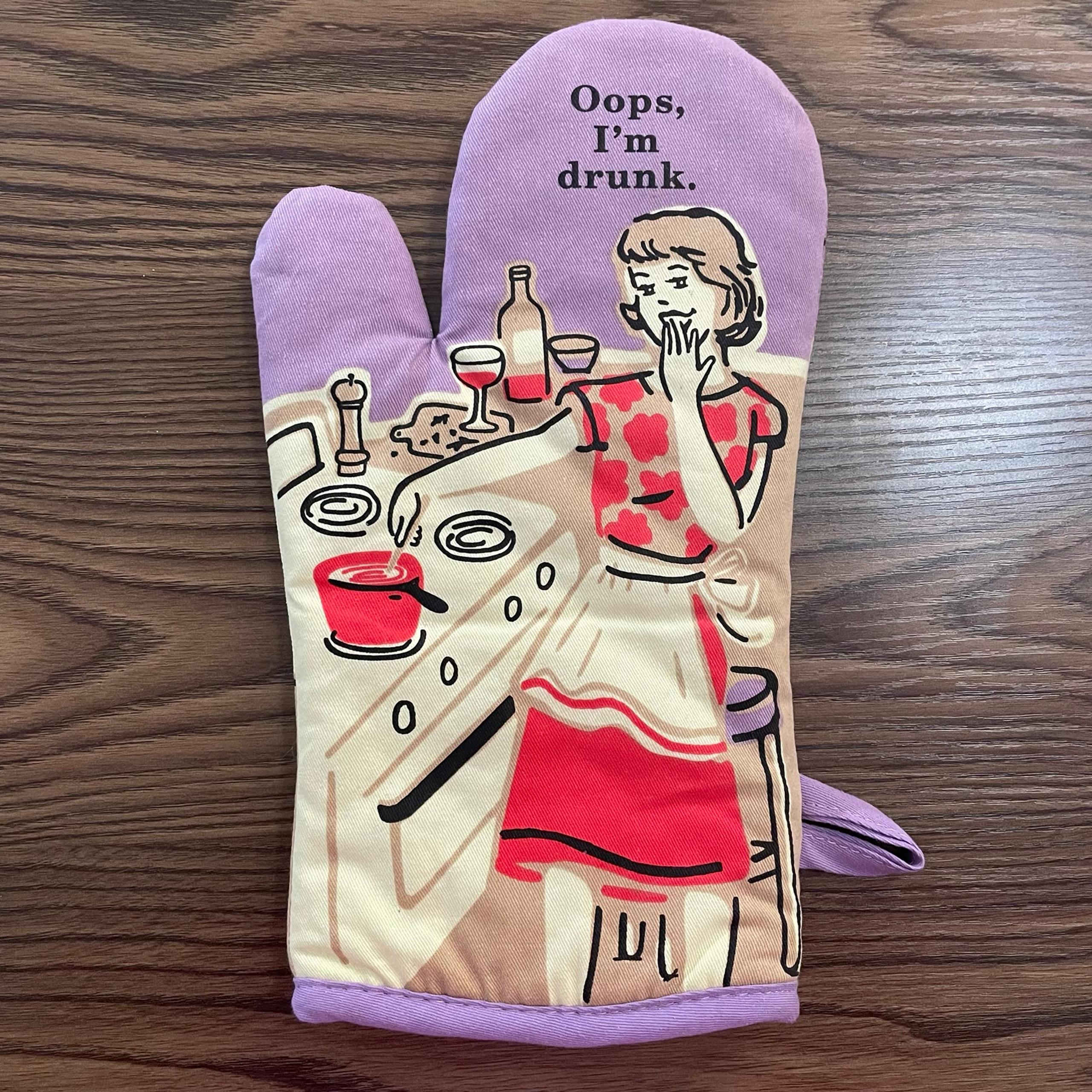 Blue Q humorous vintage style oven mitt