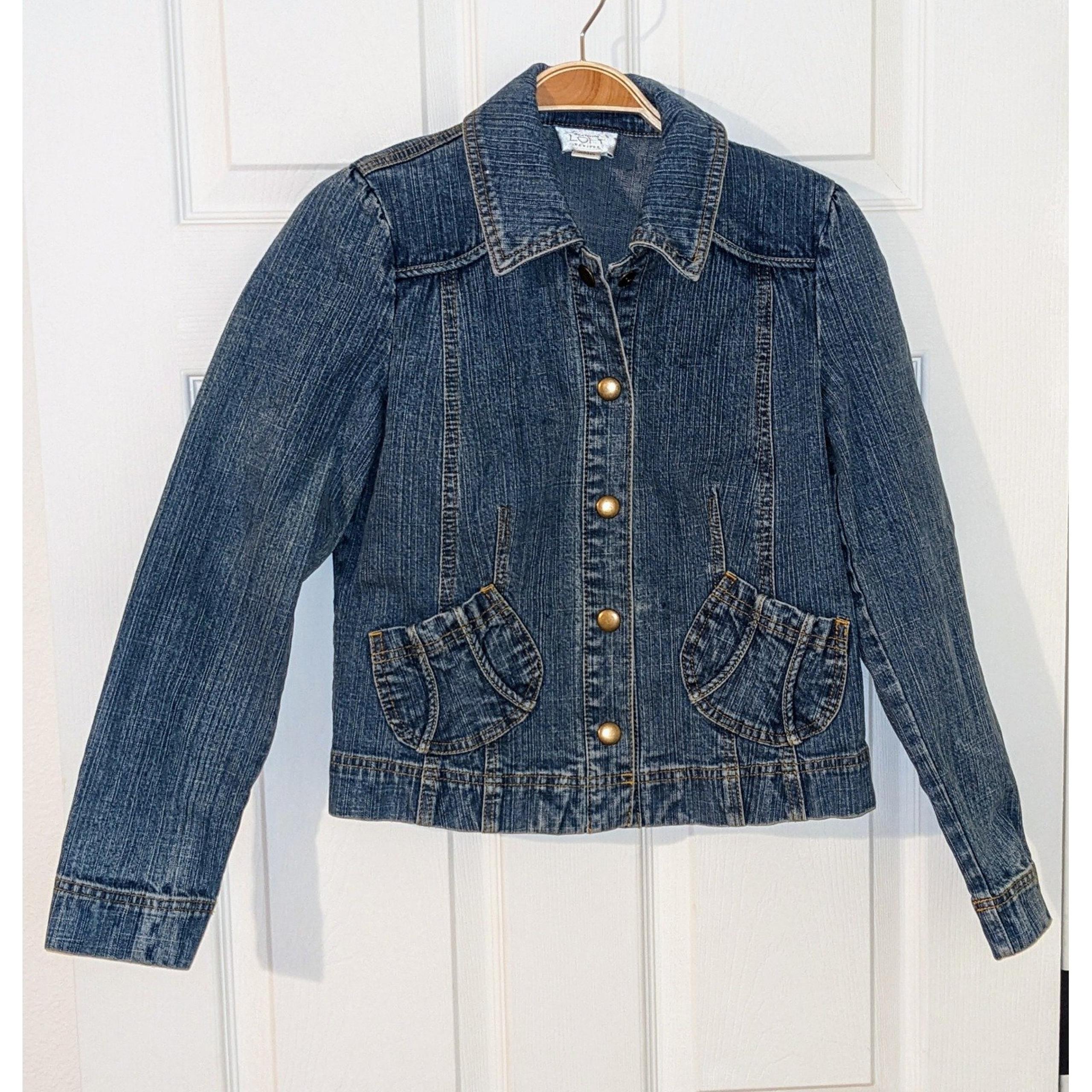 Ann Taylor LOFT Denim Jacket Pockets Snap Button Front Blue Jean  Petite 2P