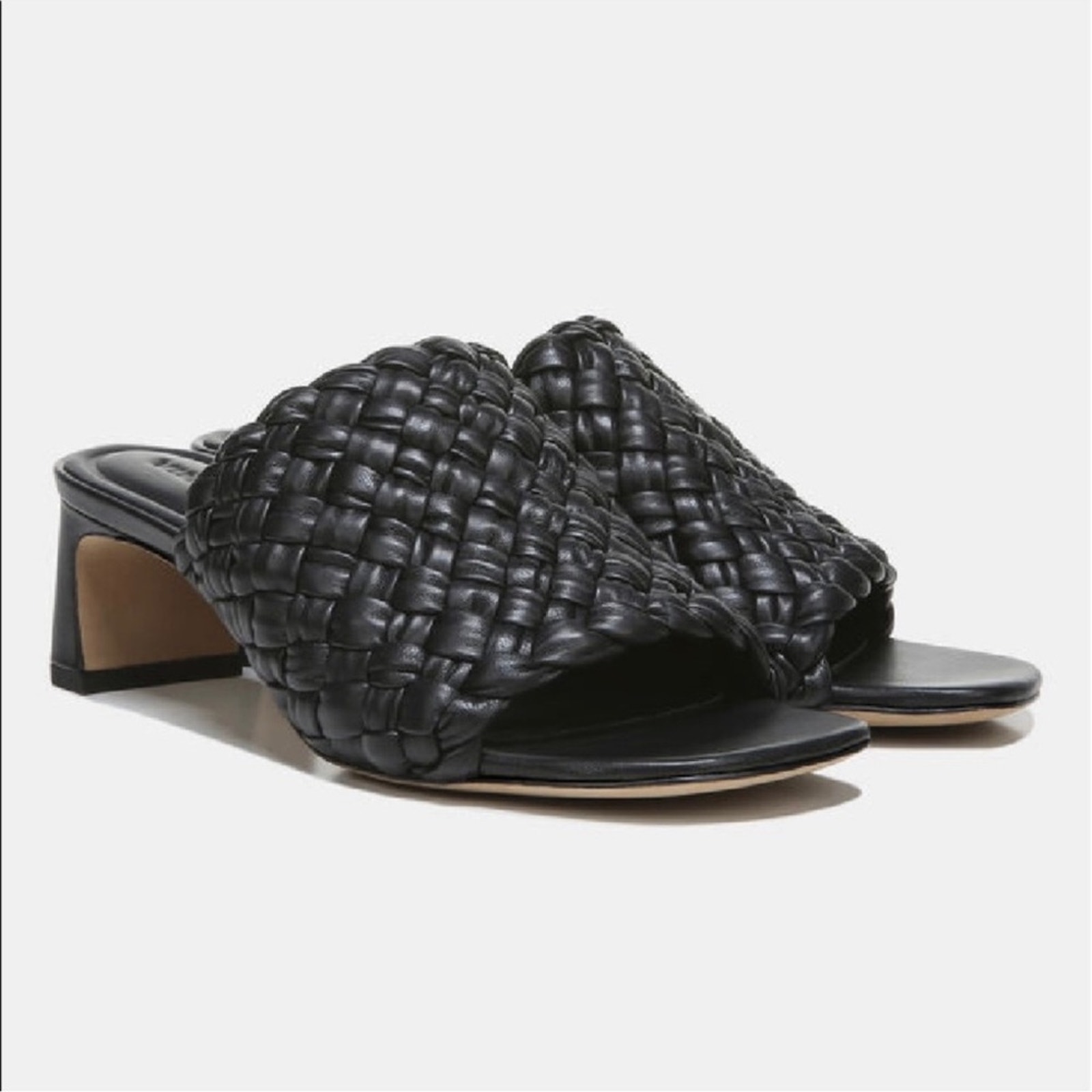 Vince Penley Woven Leather Heeled Mule Sz 9.5 US Black