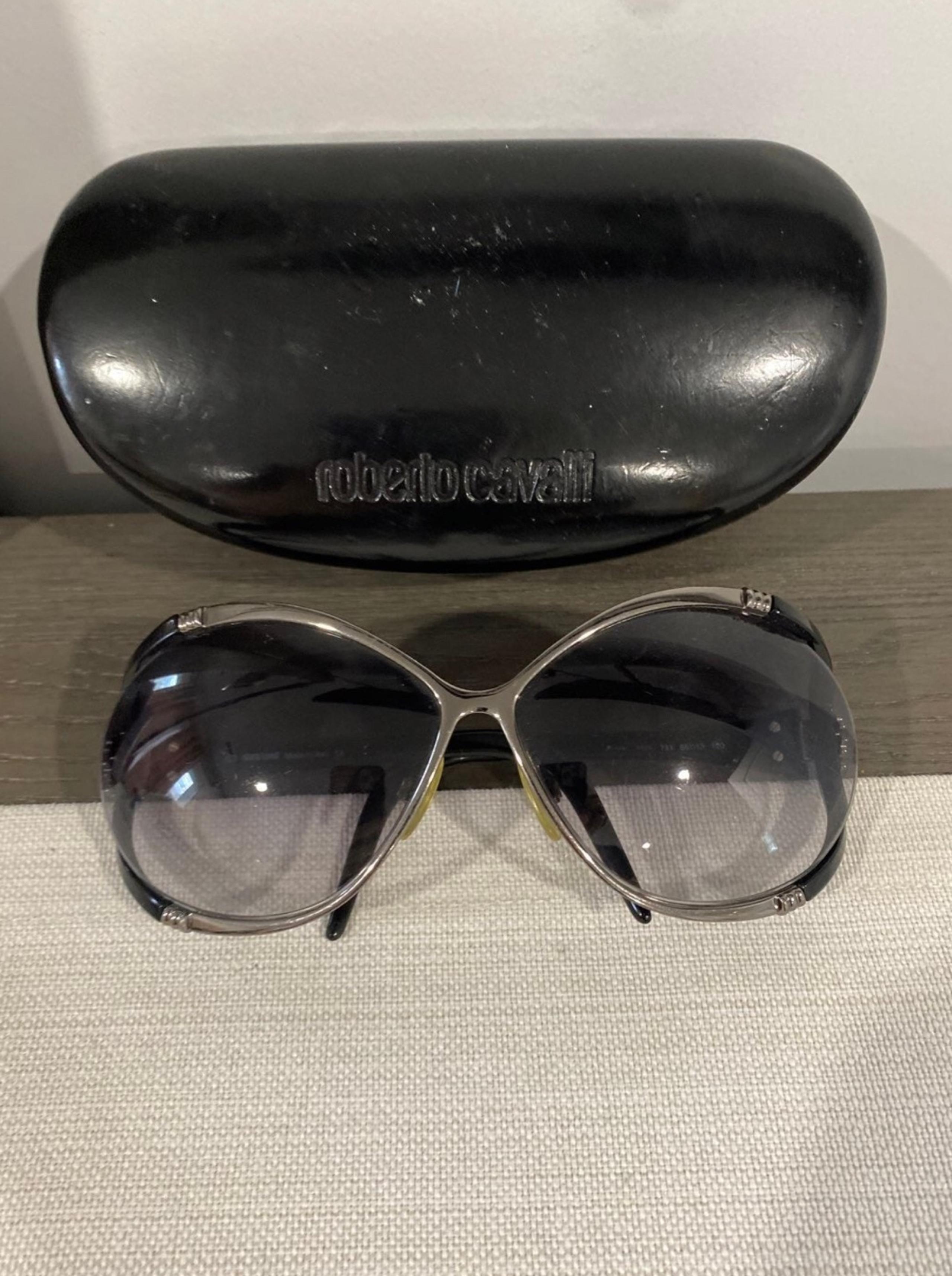 Italian Vintage Sunglasses Women With Box And Silver Rhinestone - Roberto Cavalli