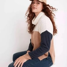 Madewell Hickory Turtleneck Sweater Colorblock NC231