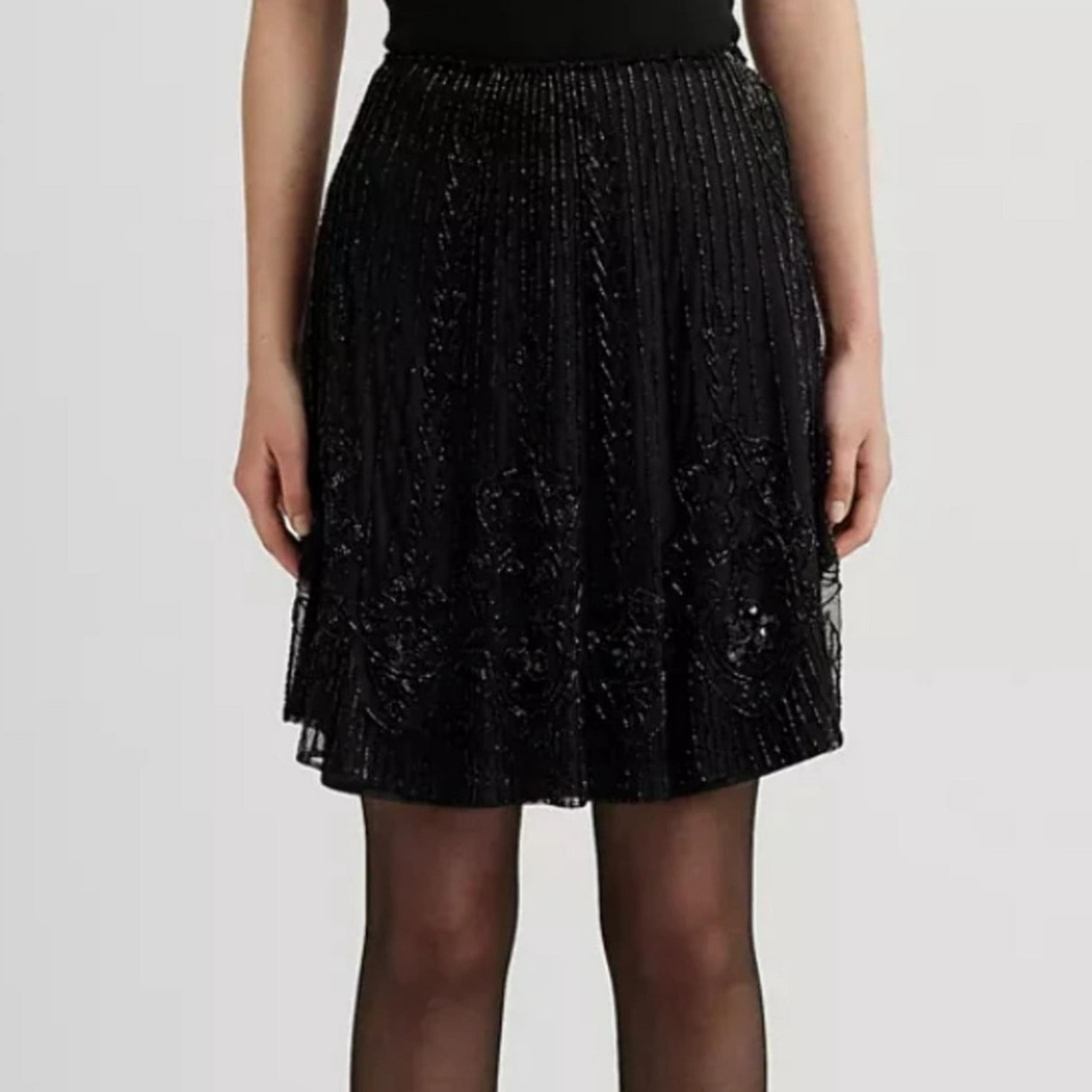 Lauren Ralph Lauren Beaded Mesh A-Line skirt black - 8