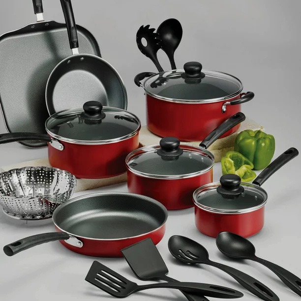 Tramontina Primaware 18 Piece Non-stick Cookware Set, Red