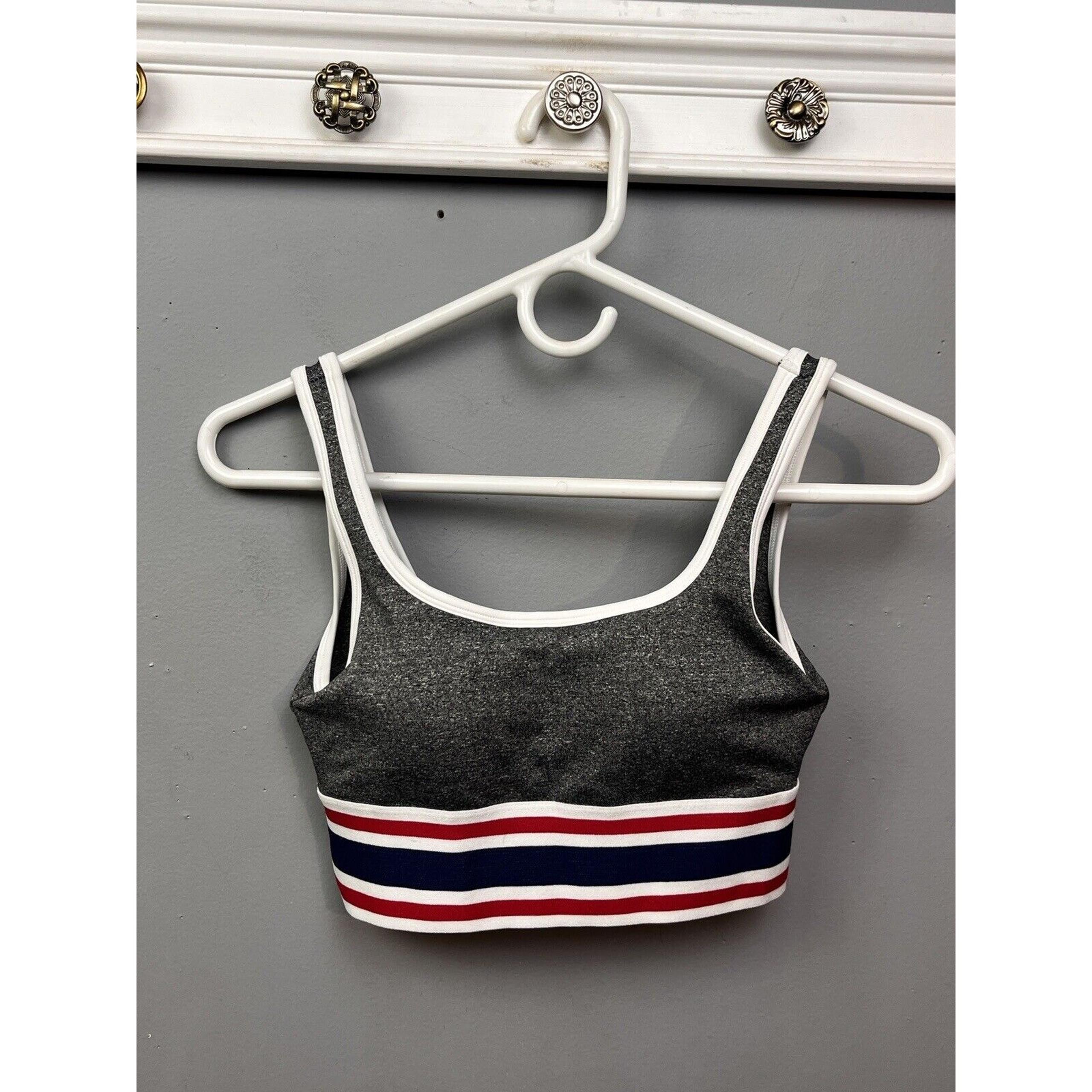 Sports Bra Womens XS X-small Gray Red Blue Stripe Stretch - C&C California