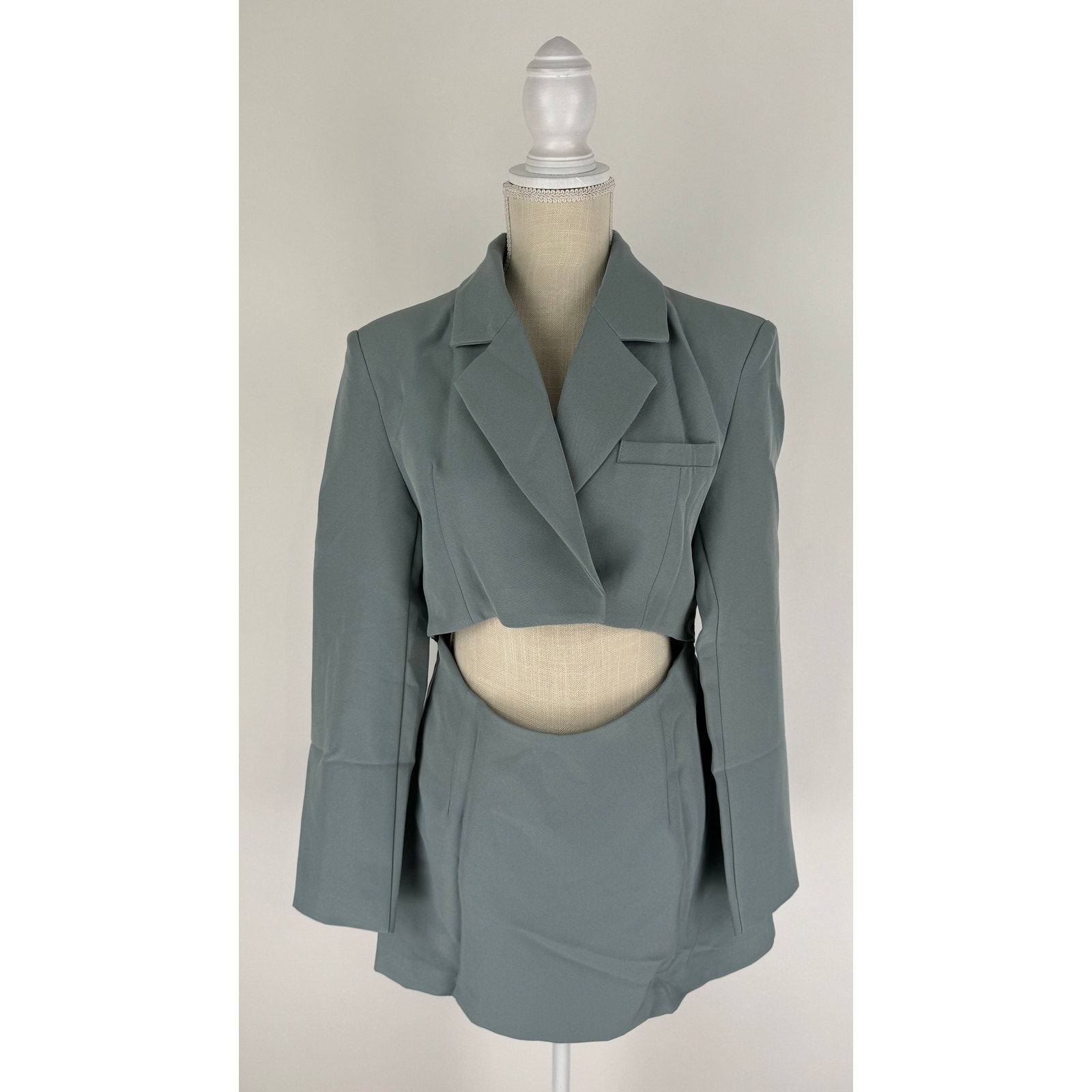 Aria Cove Long Sleeve Cut Out Blazer Mini Dress Womens Size 6 Teal Blue New