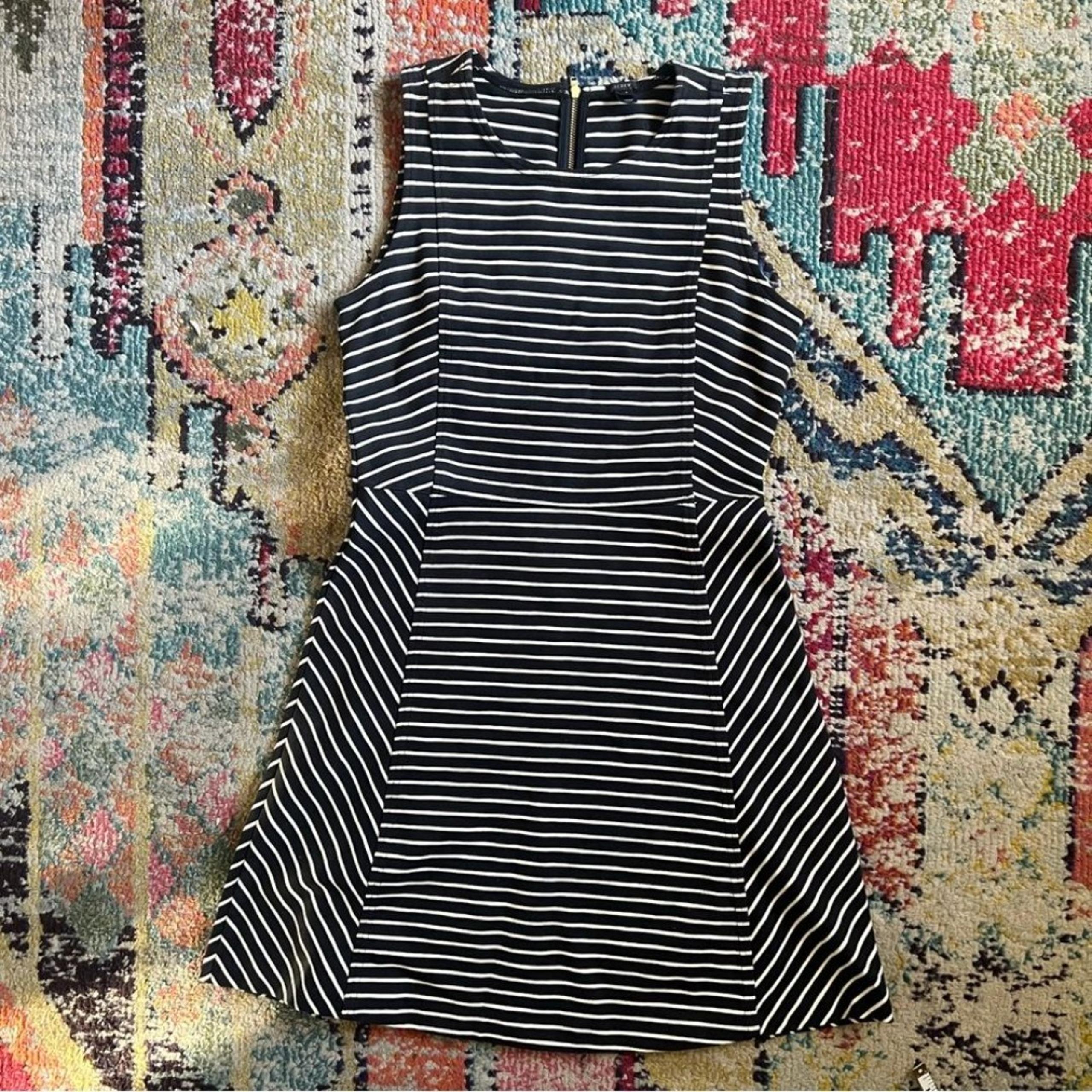 J. crew Stripe Flare Dress Size 6 Black White