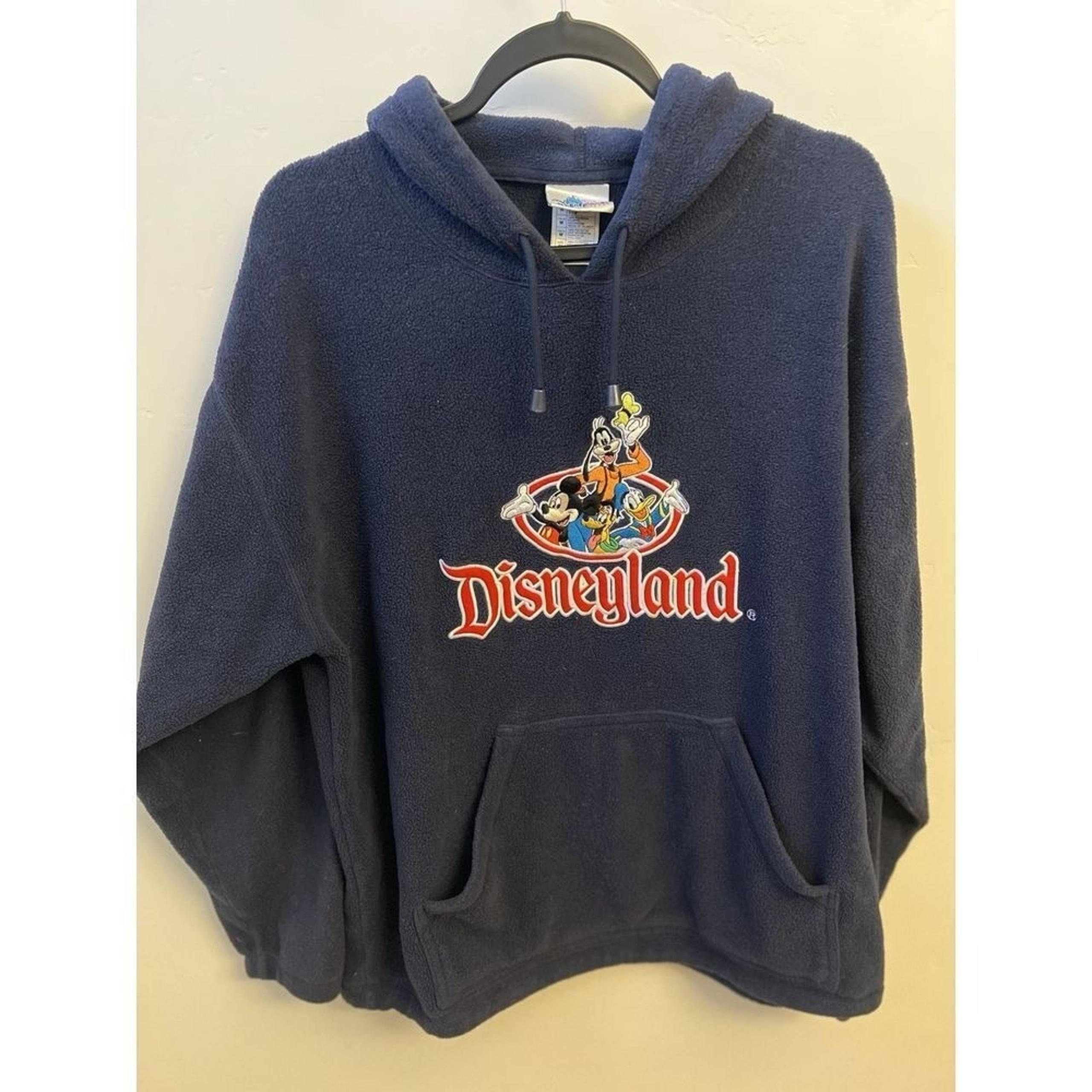 Vtg Disneyland Hoodie Mens Size M Blue 90s Mickey Mouse Adults Rare