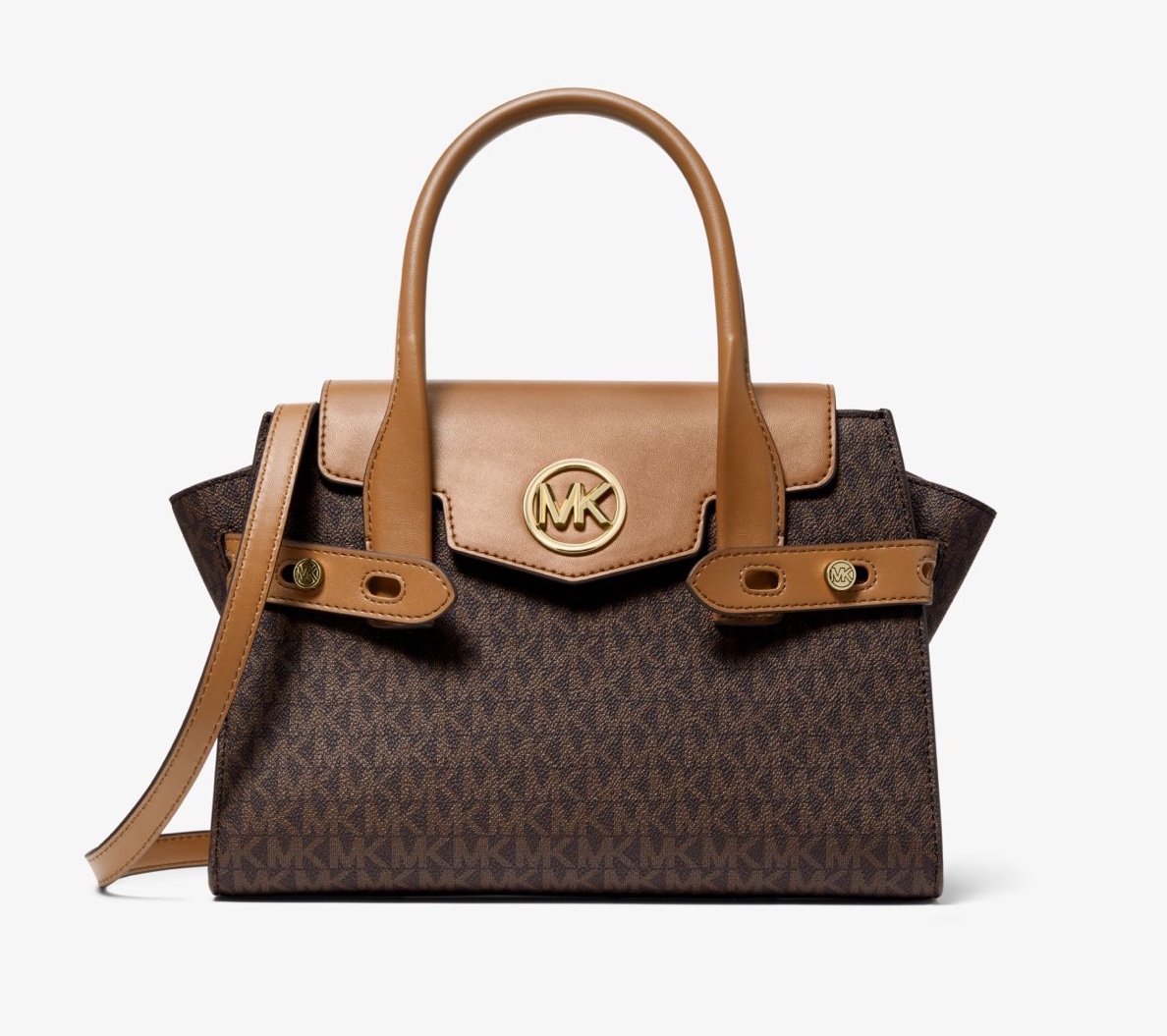Carmen Medium Logo and Faux Leather Belted Satchel Style# 35S2GNMS5B
