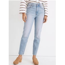 NWT Madewell High Rise Light Wash Ankle Cropped Straight Leg Jeans 33 Tall Long