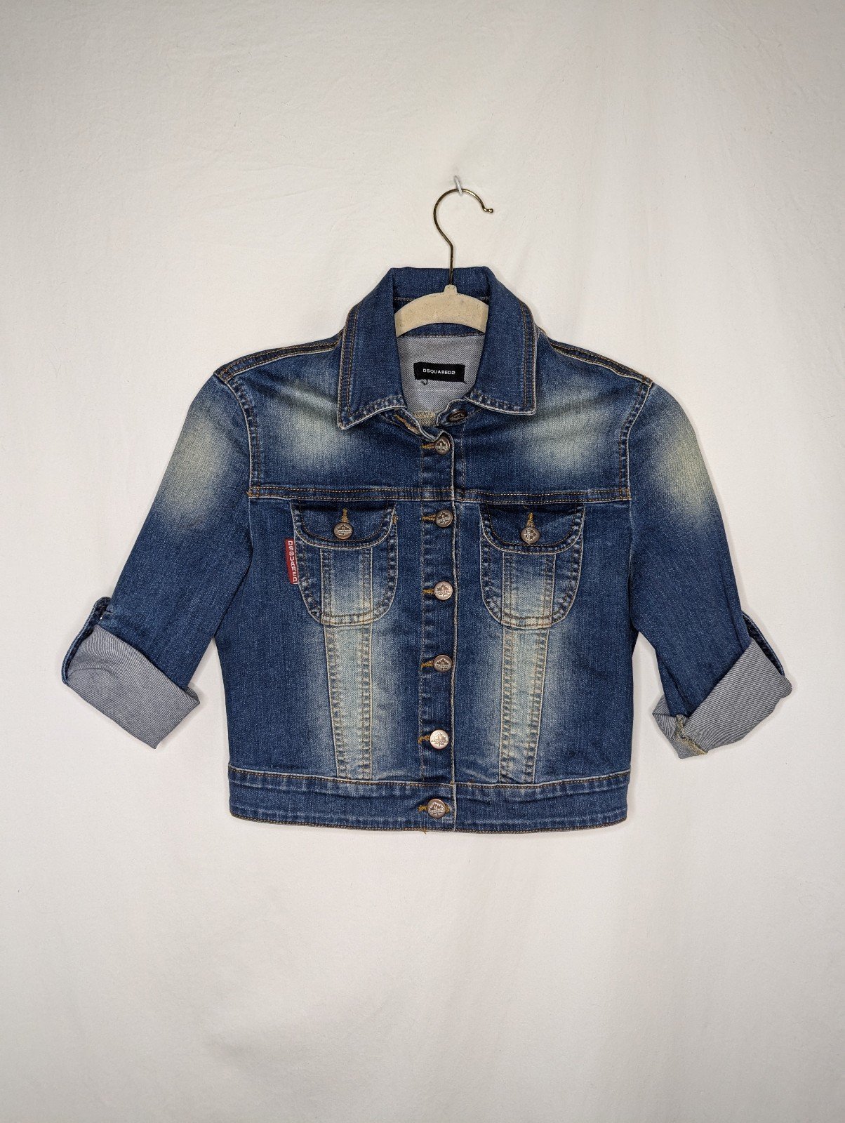 Dsquared 2 Girl's Blue Cropped Denim Jacket Size L