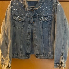 New never worn rhinestone and pearl bridal Jean Jacket