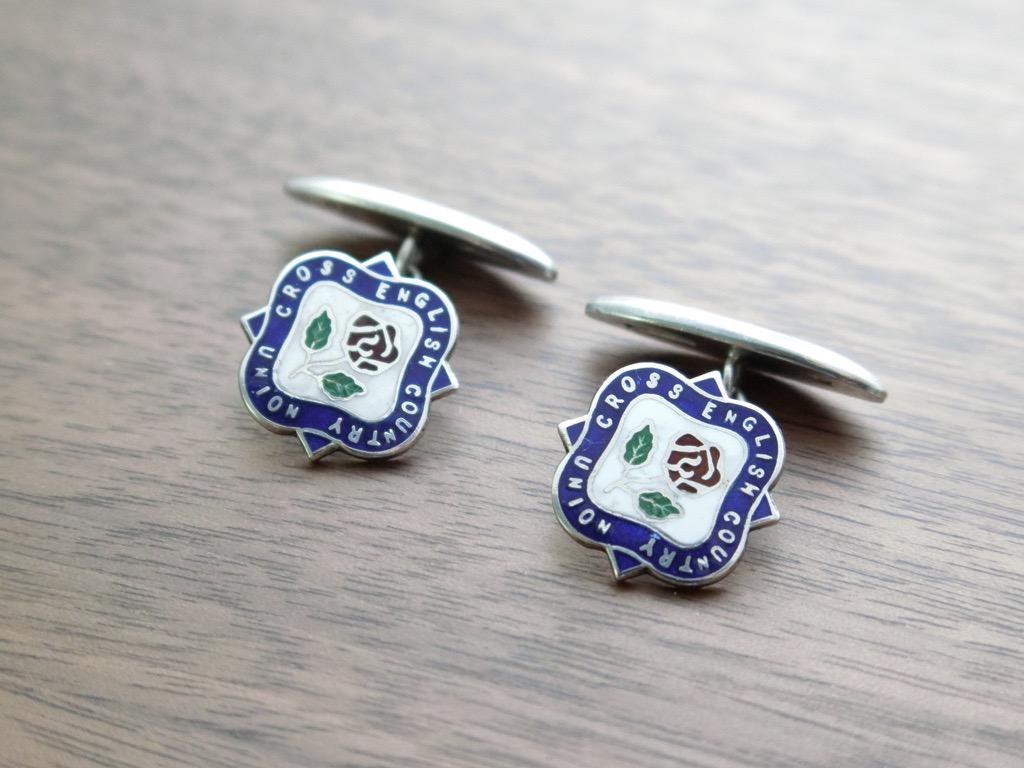 Vintage 1965 Sterling Silver Rose Cufflinks with Enamel