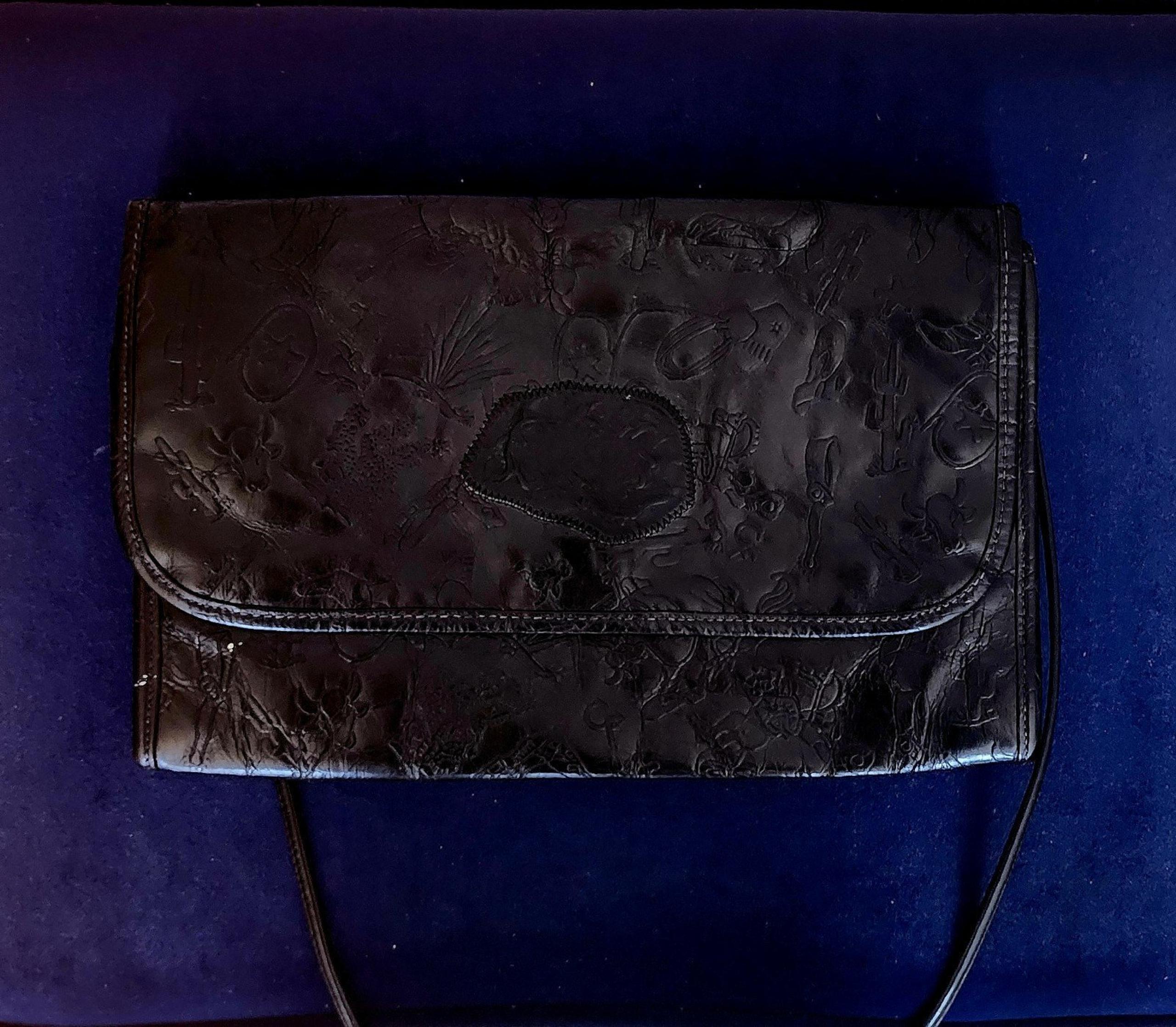 Vintage Carlos Falchi Black Leather Handbag