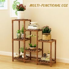 NEW 3-Tier Outdoor Wood Plant Stand for Multiple Plants, 7 Potted Plants.