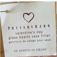 Pottery Barn Valentine's Day Glass Hearts Vase Filler