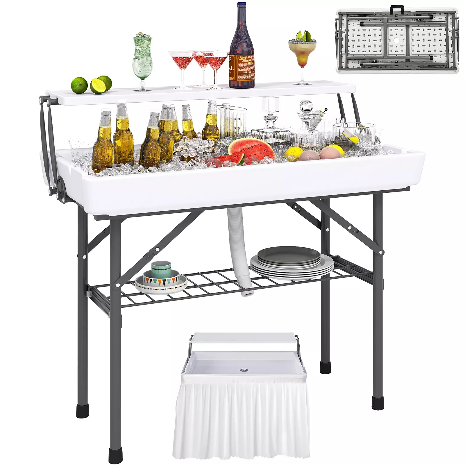Double Layered Ice Table, 4-Ffoot Folding Ice Cooling Table