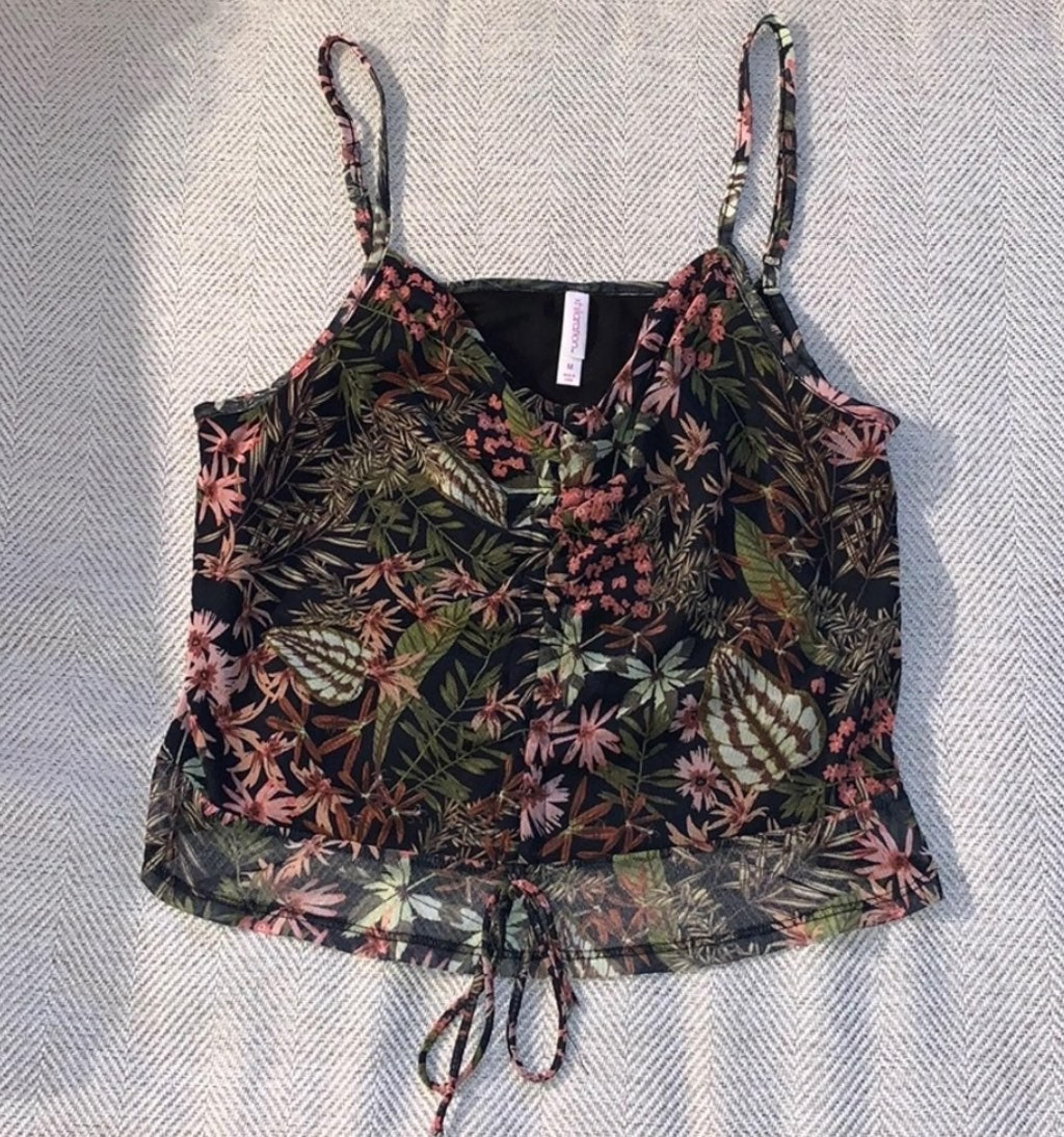 Xhilaration Tropical Drawstring Tank Top