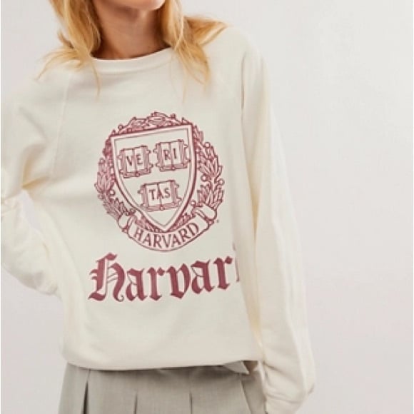 Original Retro Brand Free People Oversized Harvard Sweatshirt Cream size XS