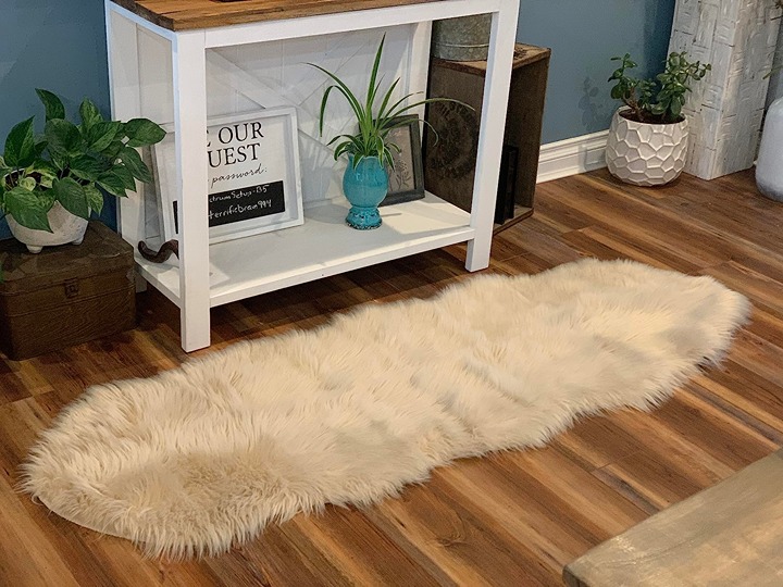 Ultra Soft Fluffy/Fuzzy Shaggy Area Rug Faux Fur Chair Cover Seat Pad, 2 x 6 ft