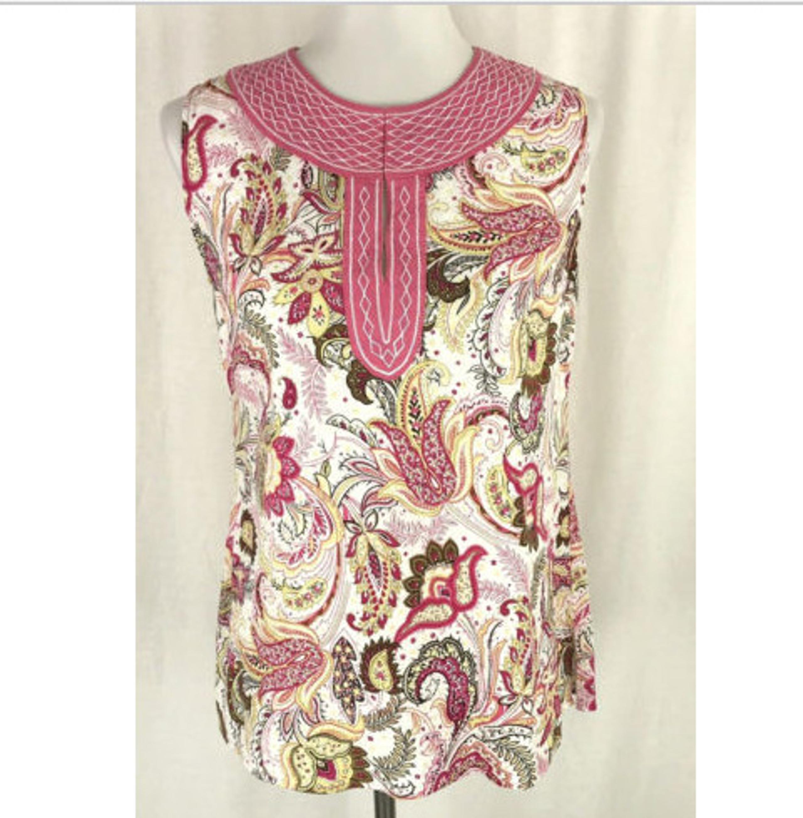 Susan Bristol M Top Linen Pink Floral