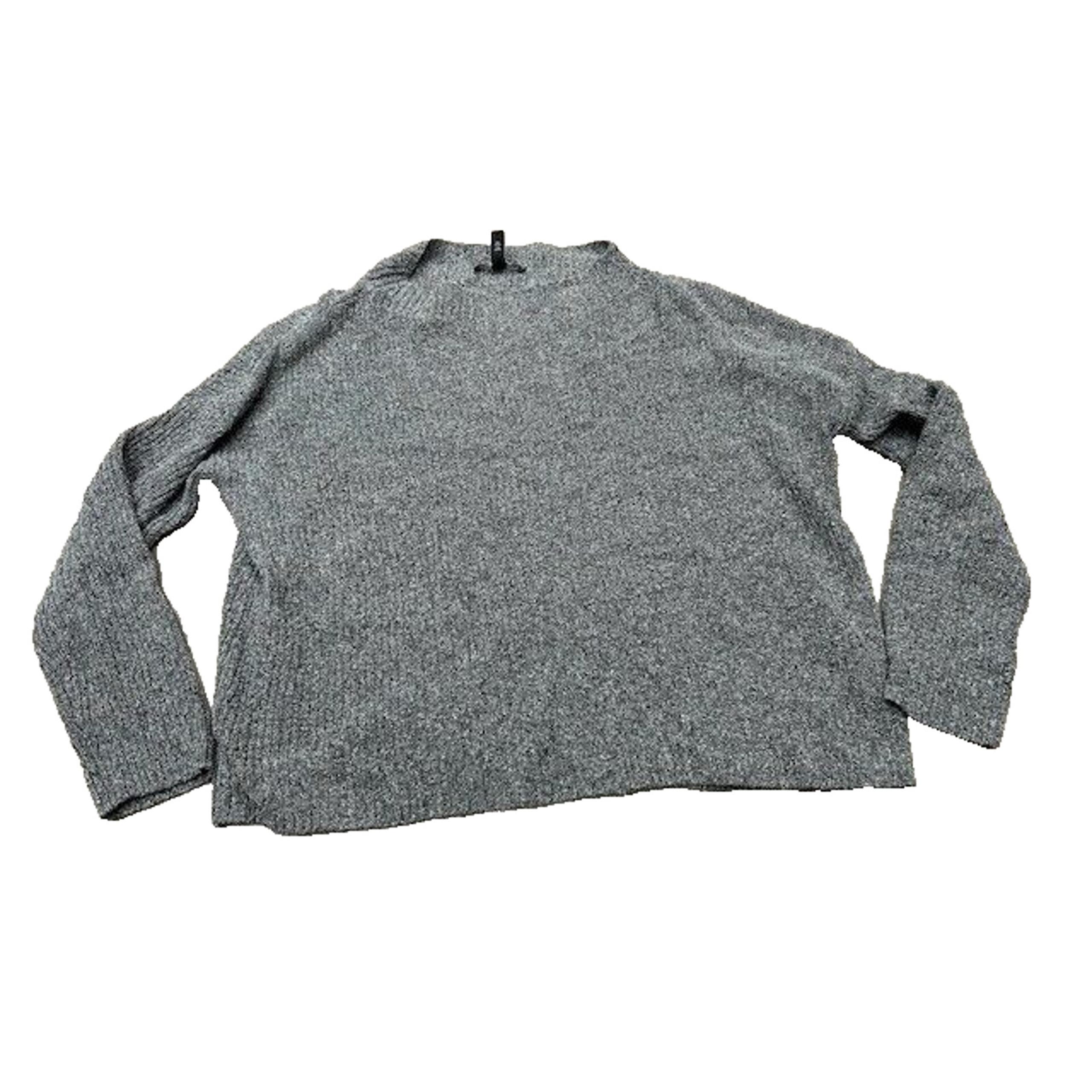 Eileen Fisher Womens 100% Silk Sweater Mock Neck Long Sleeve Knit Gray Size XS