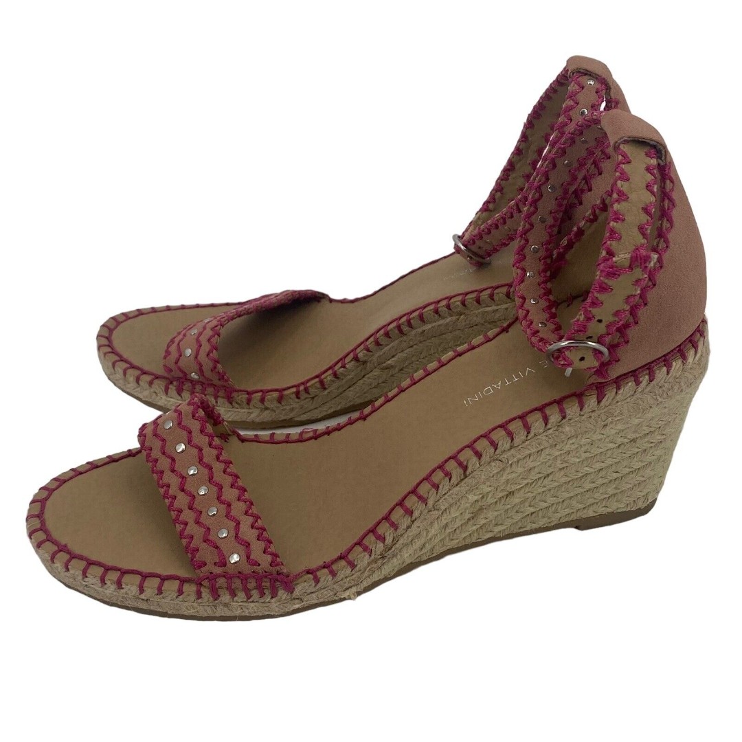 Adrienne Vittadini Womens Size 9.5 Charming Espadrille Wedge Sandals Dusty Pink