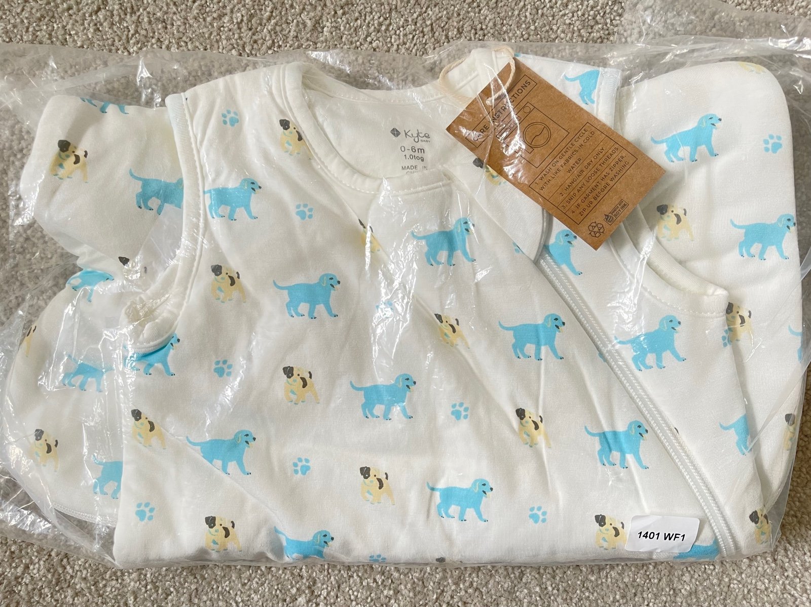 Kyte Baby Woof Bamboo Sleep Bag Small 0-6 month 1.0 TOG