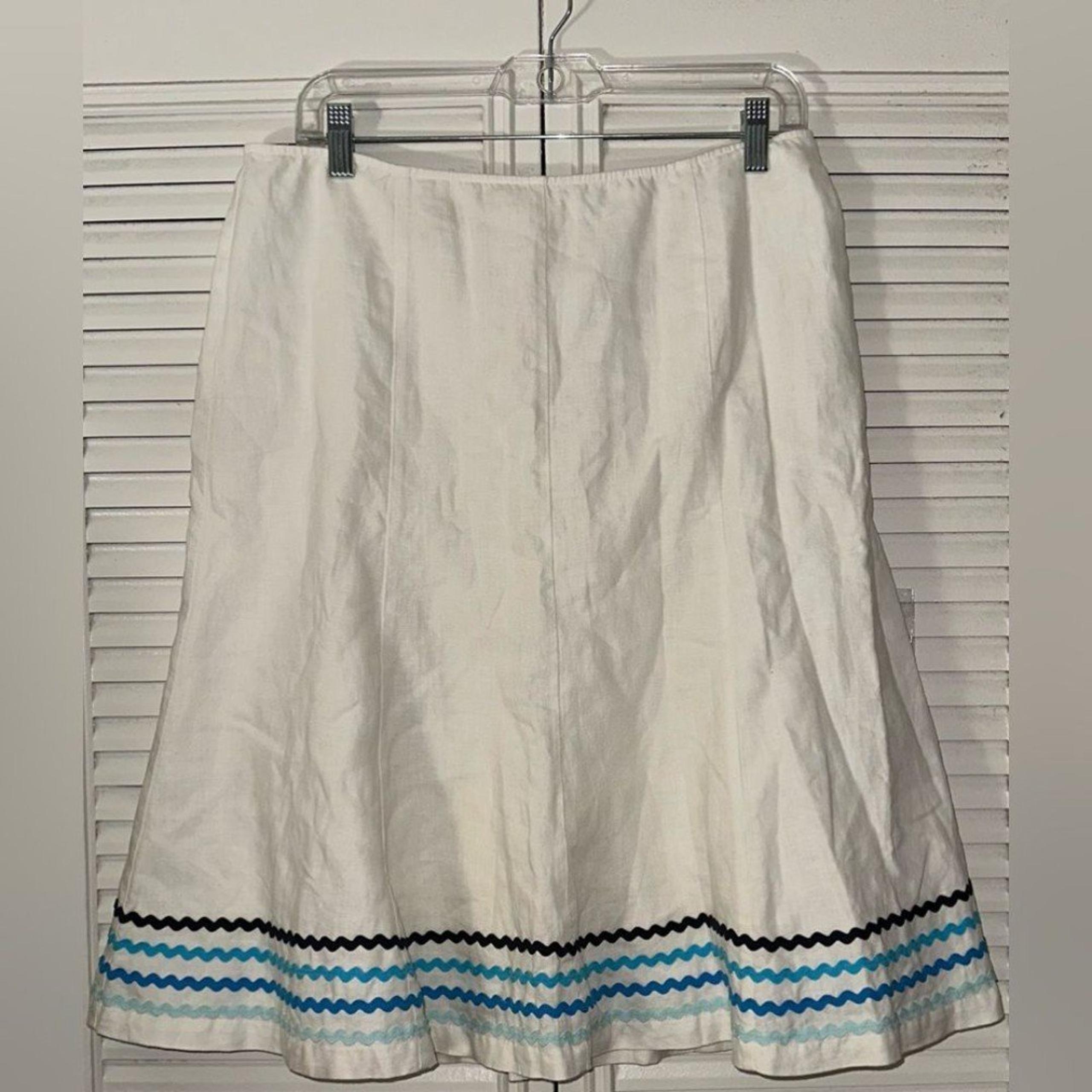 Sigrid Olsen Women’s Linen Embroidered A Line Skirt Size 10