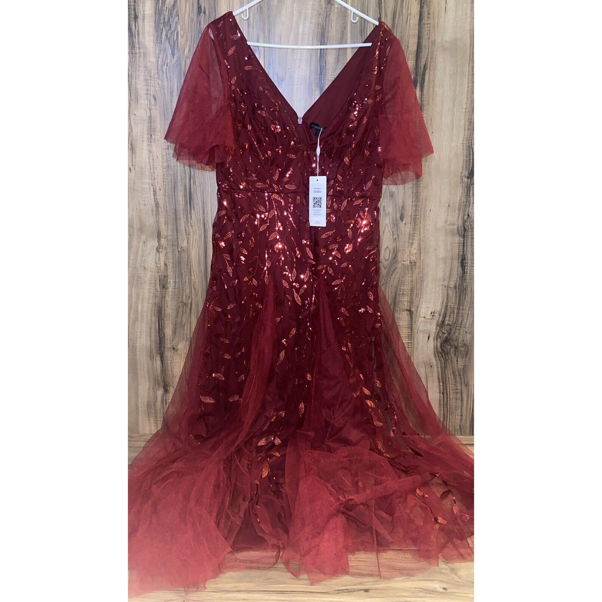 3XL Ever-Pretty Women's Sequin Sparkly V-Neck Short Sleeve Maxi Evening Dress