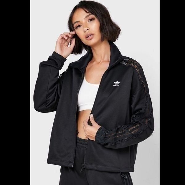Adidas Lace Track Jacket- Black - Size Xxs