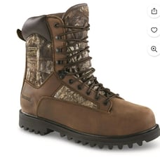 Huntrite mens brown leather camo hunting boots size 11. Waterproof insulated.
