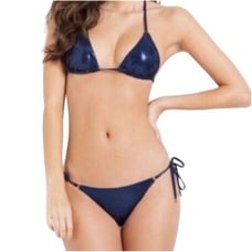 L'Agent by Agent Provocateur Women's Navy Sevilla Glitter Bikini Top