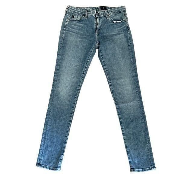 Adriano Goldschmied The Leggings Ankle Mid-Rise Blue Cotton Blend Skinny Womens