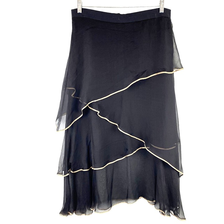 Robert Rodriguez Asymmetrical Black Tan Fairy Boho Chic Layered Ruffle Skirt 4