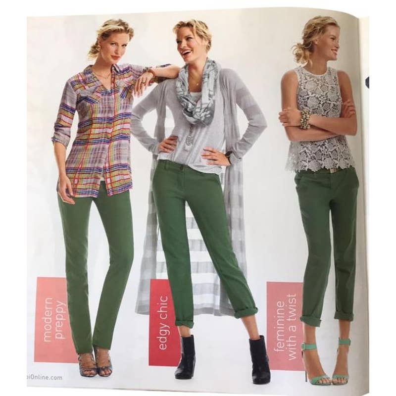 Cabi Olive Coast Green Skinny Jean Pants Size 2 Mid-rise Stretch Rolled Cuff