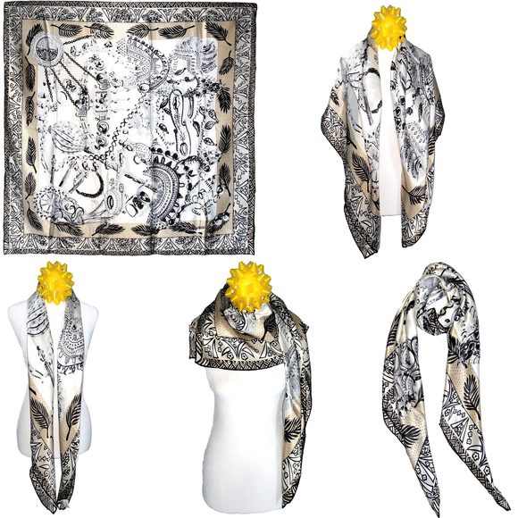 NWT Genuine 100% Mulberry Silk Satin Scarf 42 x42 Large Square Shawl 59811