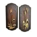 Vintage MCM Cattail Copper Brass Wooden Wall Plaques Decor Retro