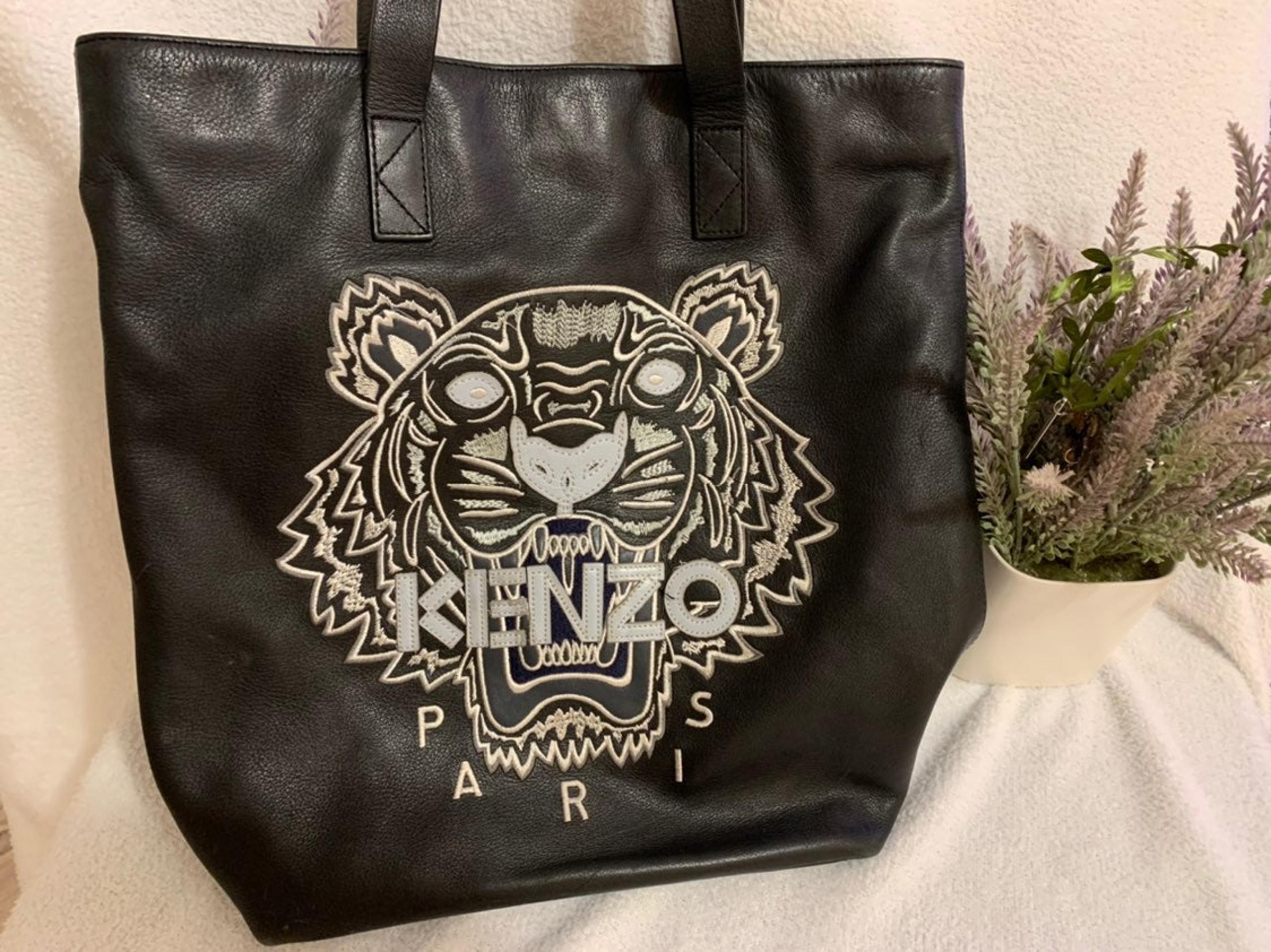 Kenzo Bag Tiger Black and White Leather