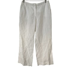 Malo White 100% Italian Linen Wide Leg Pants