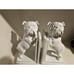 PAIR OF ENGLISH BULLDOG White Wooden BOOKENDS - Brand New