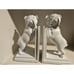 PAIR OF ENGLISH BULLDOG White Wooden BOOKENDS - Brand New