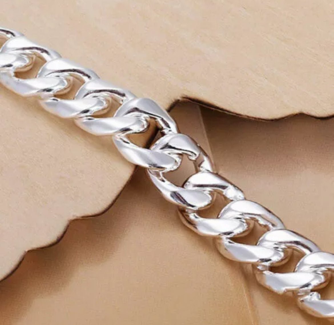 Sterling Silver 925 Sterling Silver Womens Stylish Wide 10mm Bold Chain Link Bra