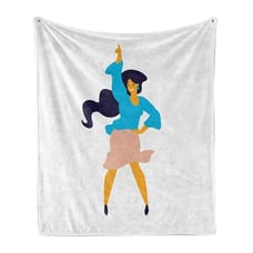 Cheerful Dancing Girl Art Ambesonne Feminine Soft Flannel Fleece Throw Blanket P