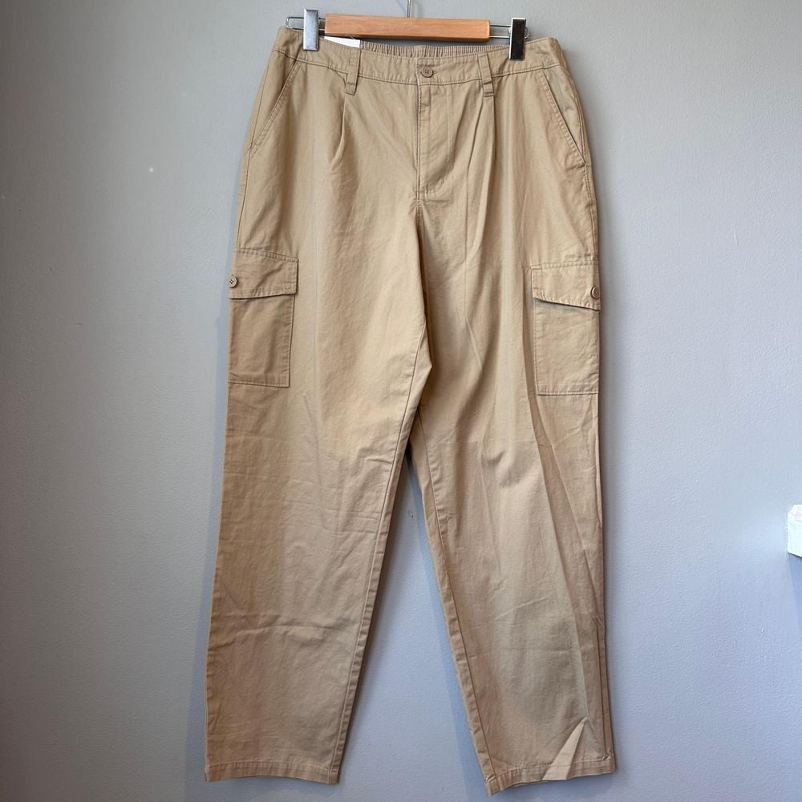 Calvin Klein Khaki Cargo Pants Casual Cotton Straight Leg Size 10