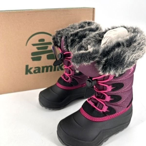 NWT Kamik Snowgypsy 4 Winter Boot Girls Size 10 Kids Faux Fur Lined Purple -40F