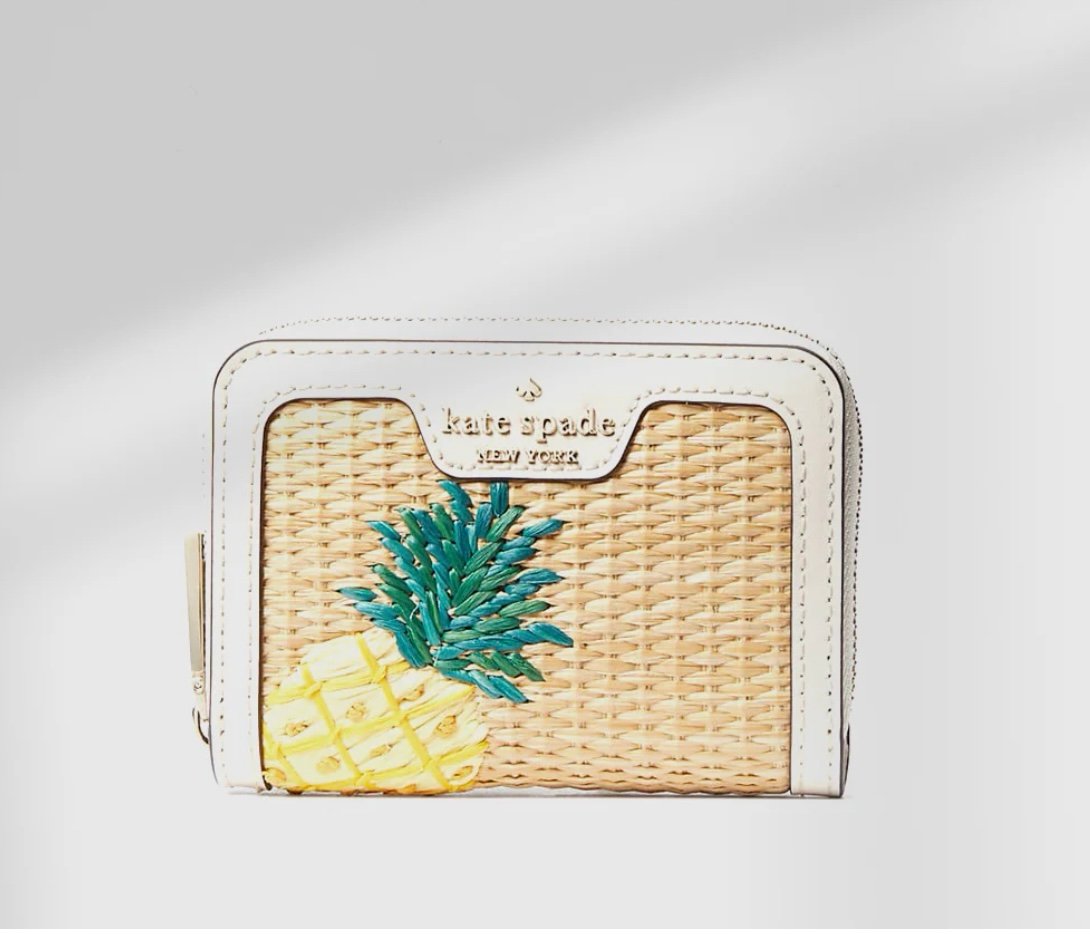 Kate Spade Pineapple Small Zip Card Case - Parchment Multi