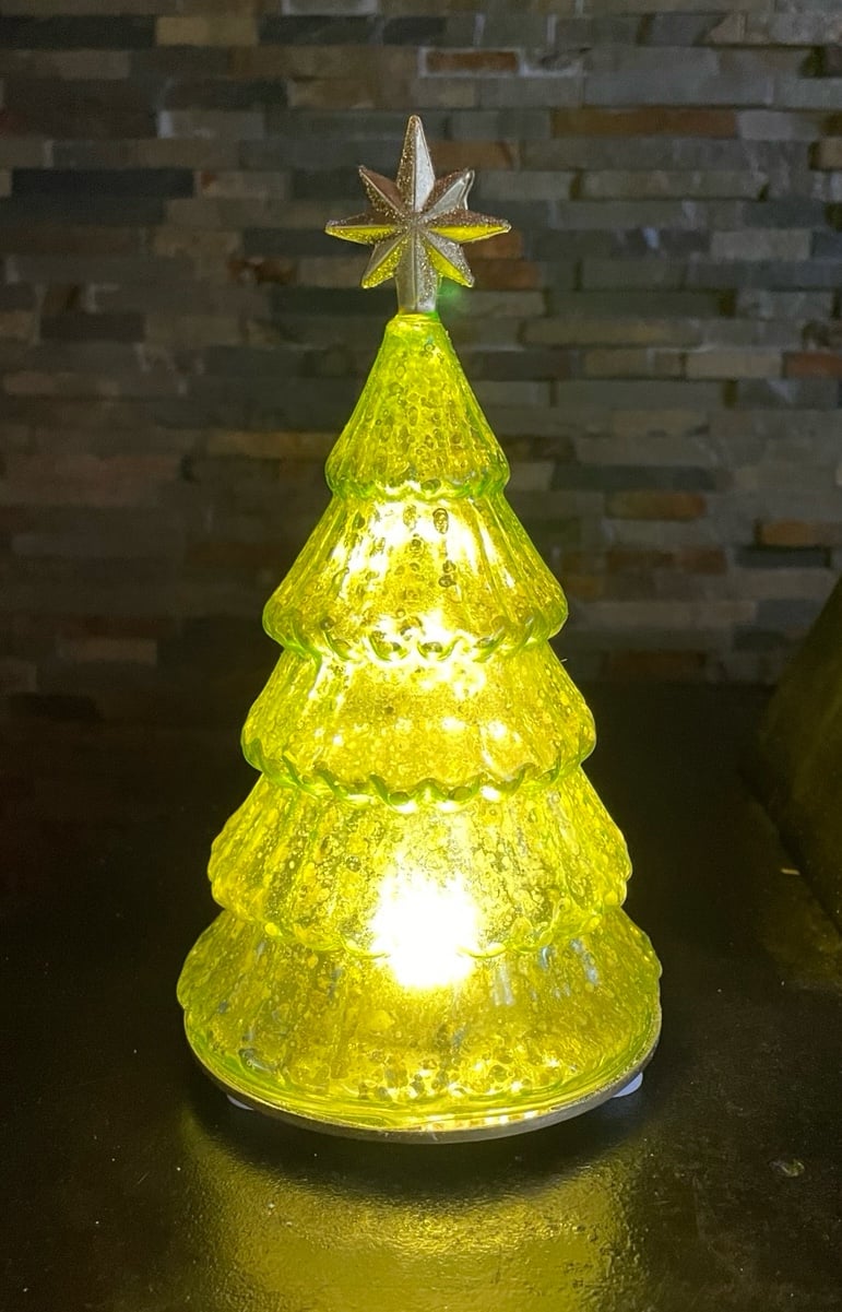 Lenox Christmas Tree RADIANT LIGHT Glass Pine Tree Figurine Lights Up